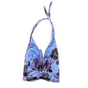 wet seal vintage women’s pink floral, halter top size large ￼